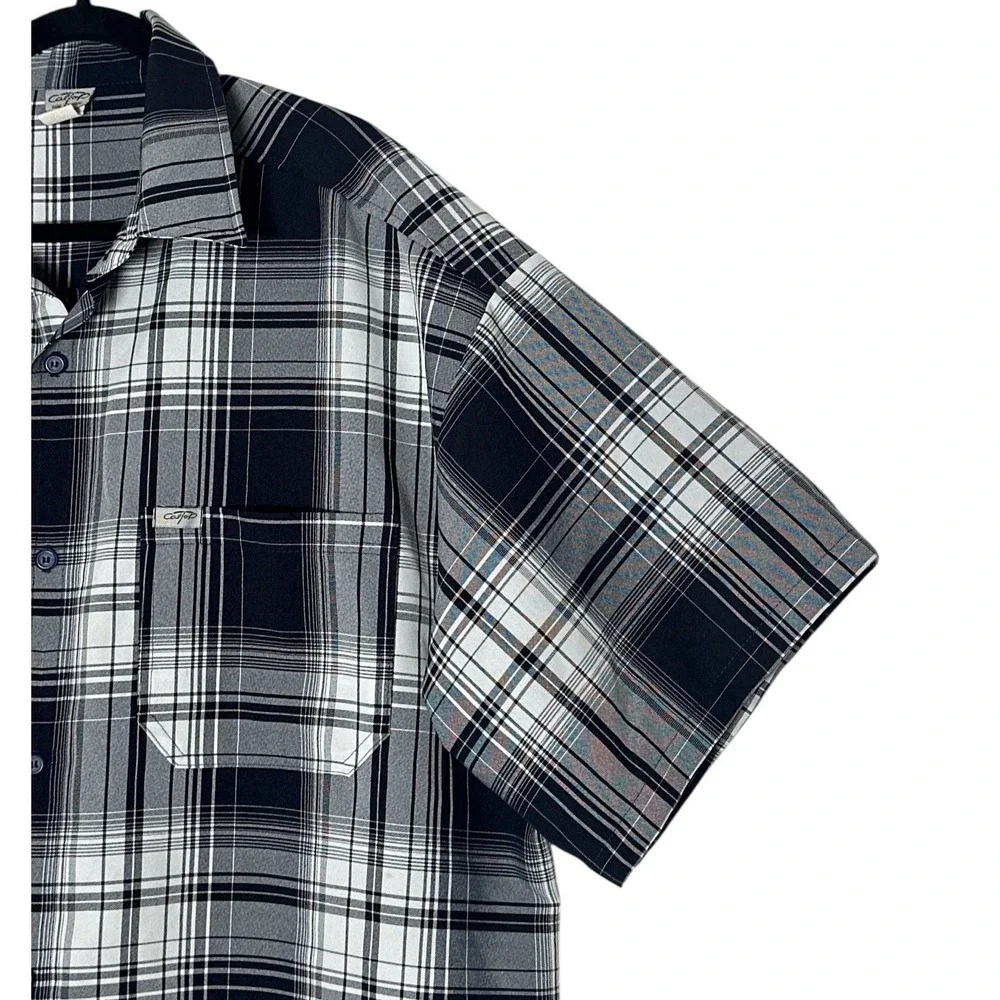 Vintage CalTop Shirt Mens 2X Plaid Button Up Short‎ Sleeve Y2K Classic Excellent